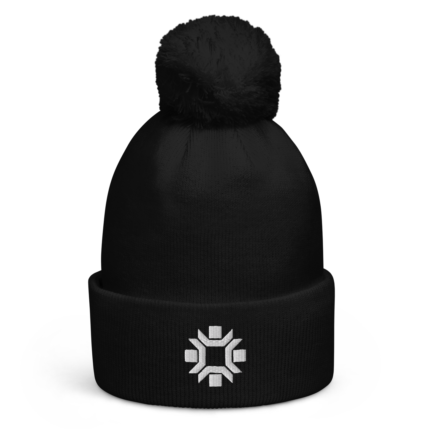 "Winter Olympics" white embroidered pom pom beanie