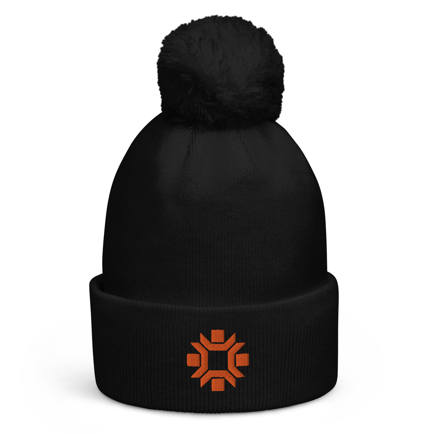 "Winter Olympics" orange embroidered pom pom beanie