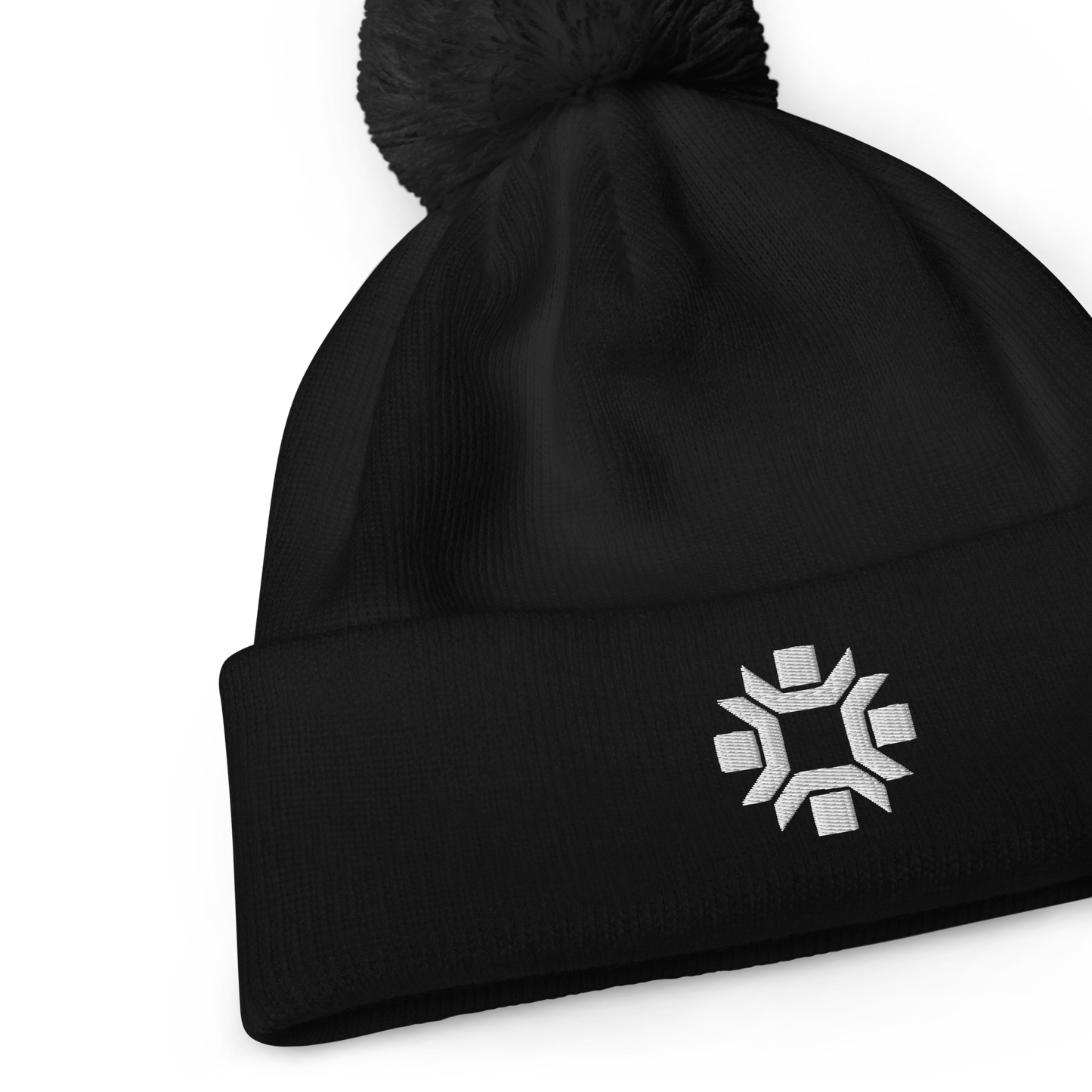 "Winter Olympics" white embroidered pom pom beanie