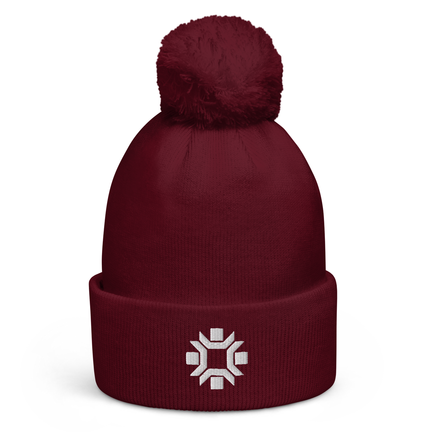 "Winter Olympics" white embroidered pom pom beanie