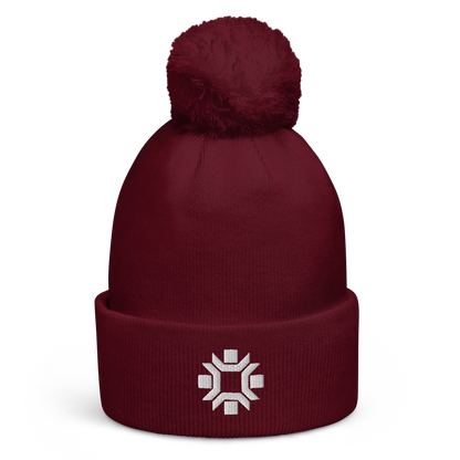 "Winter Olympics" white embroidered pom pom beanie