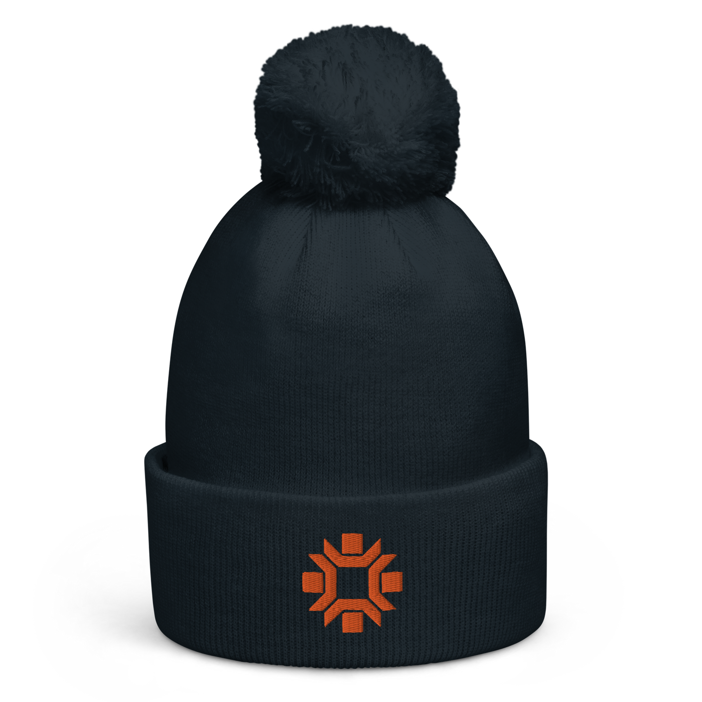 "Winter Olympics" orange embroidered pom pom beanie