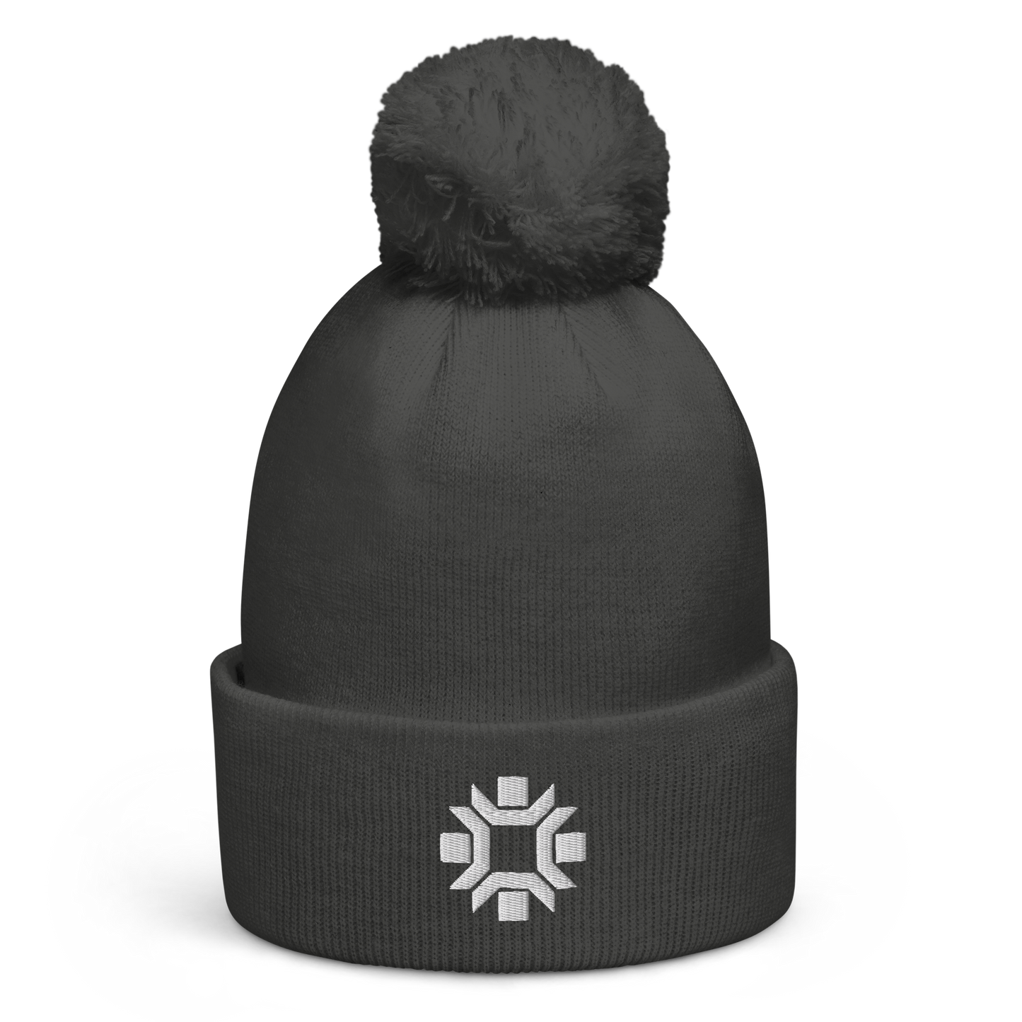 "Winter Olympics" white embroidered pom pom beanie