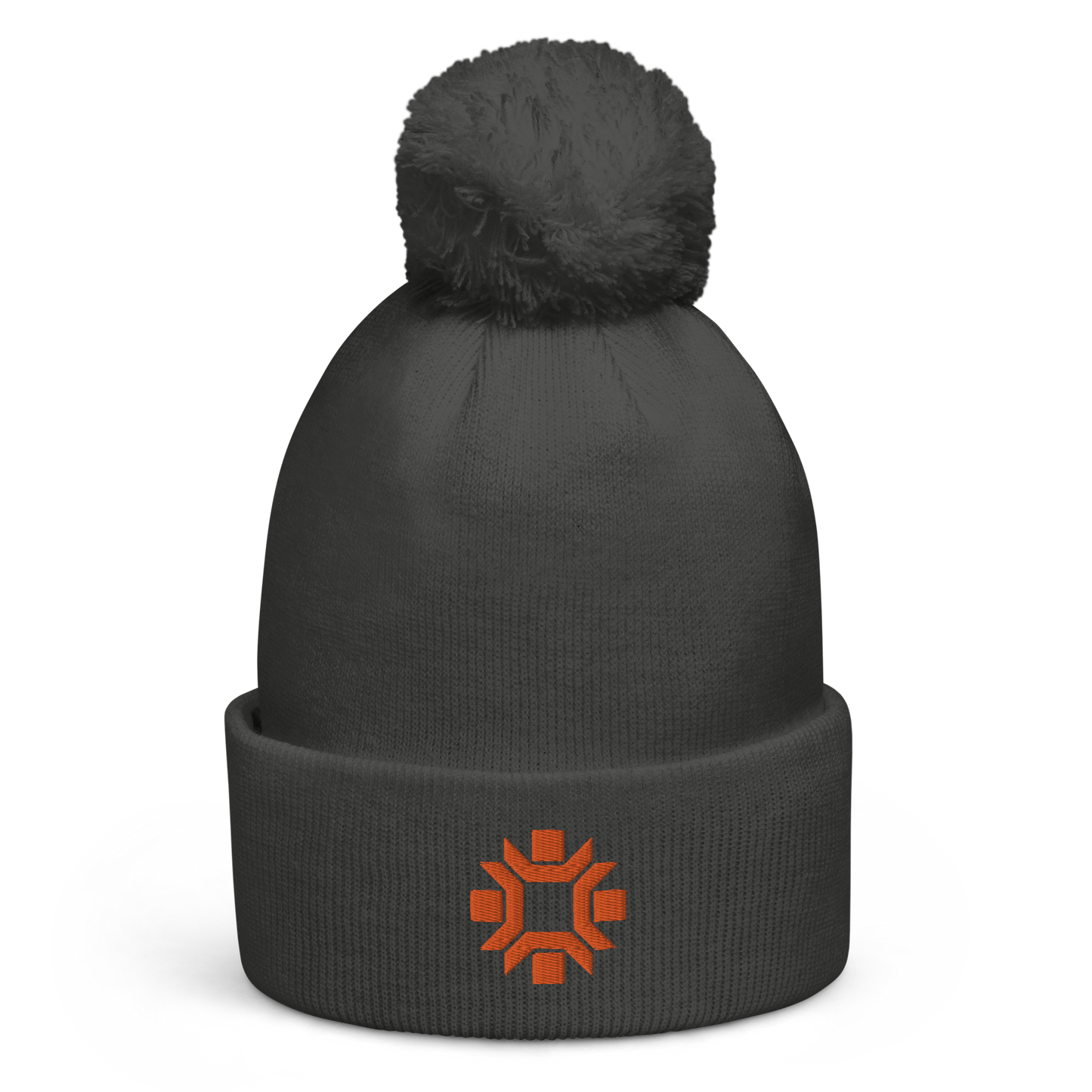 "Winter Olympics" orange embroidered pom pom beanie